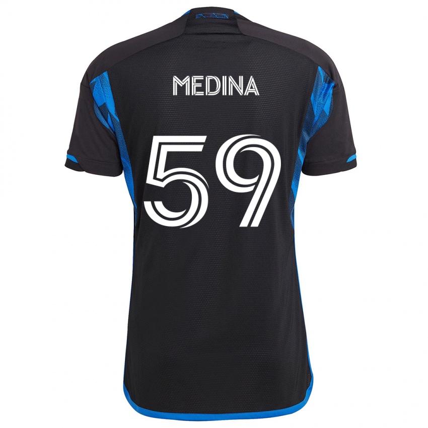 Niño Camiseta Cruz Medina #59 Azul Negro 1ª Equipación 2024/25 La Camisa Perú