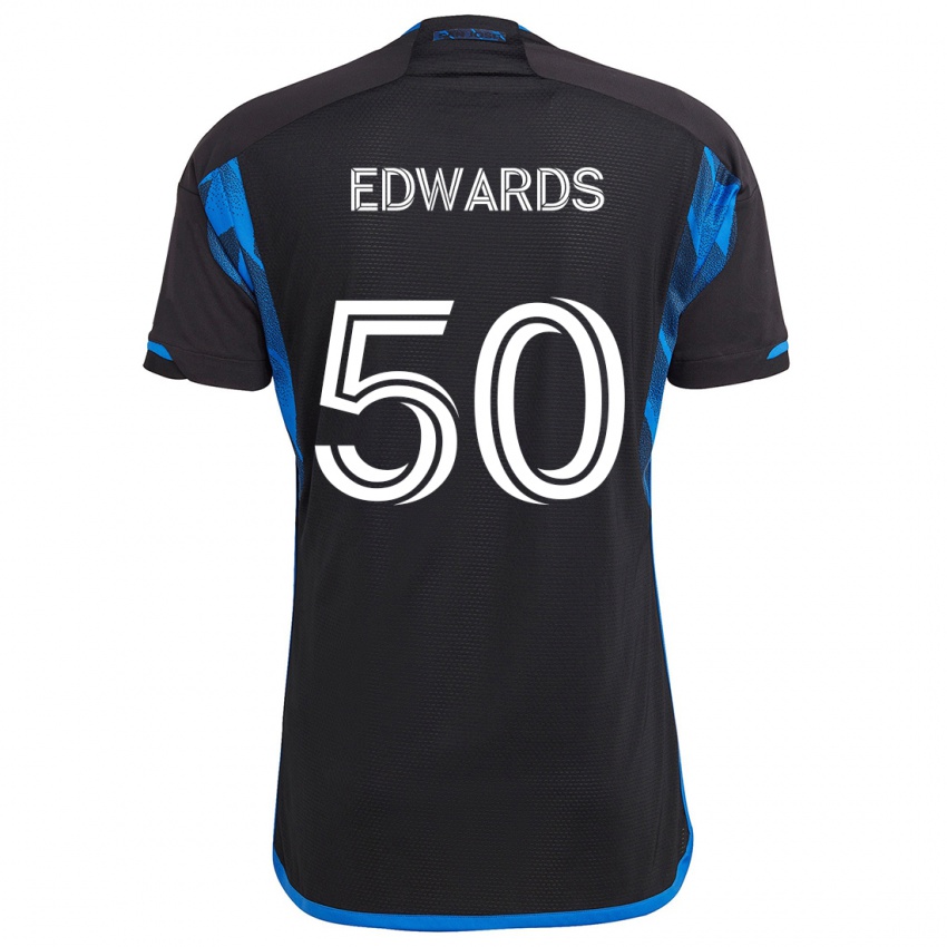 Niño Camiseta Aaron Edwards #50 Azul Negro 1ª Equipación 2024/25 La Camisa Perú