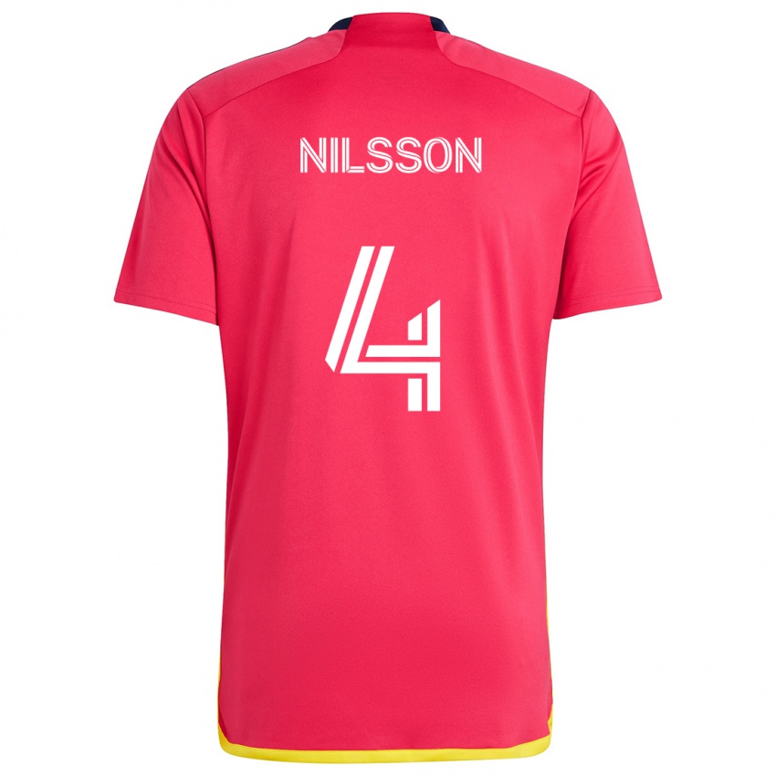 Niño Camiseta Joakim Nilsson #4 Rojo Azul 1ª Equipación 2024/25 La Camisa Perú