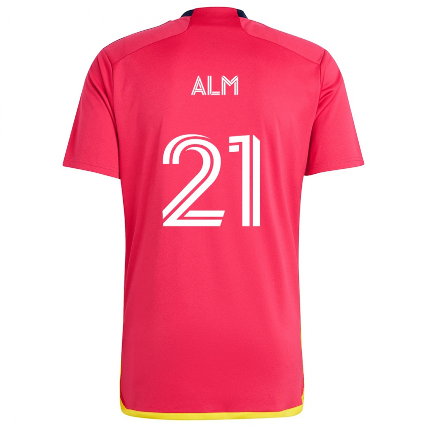 Niño Camiseta Rasmus Alm #21 Rojo Azul 1ª Equipación 2024/25 La Camisa Perú