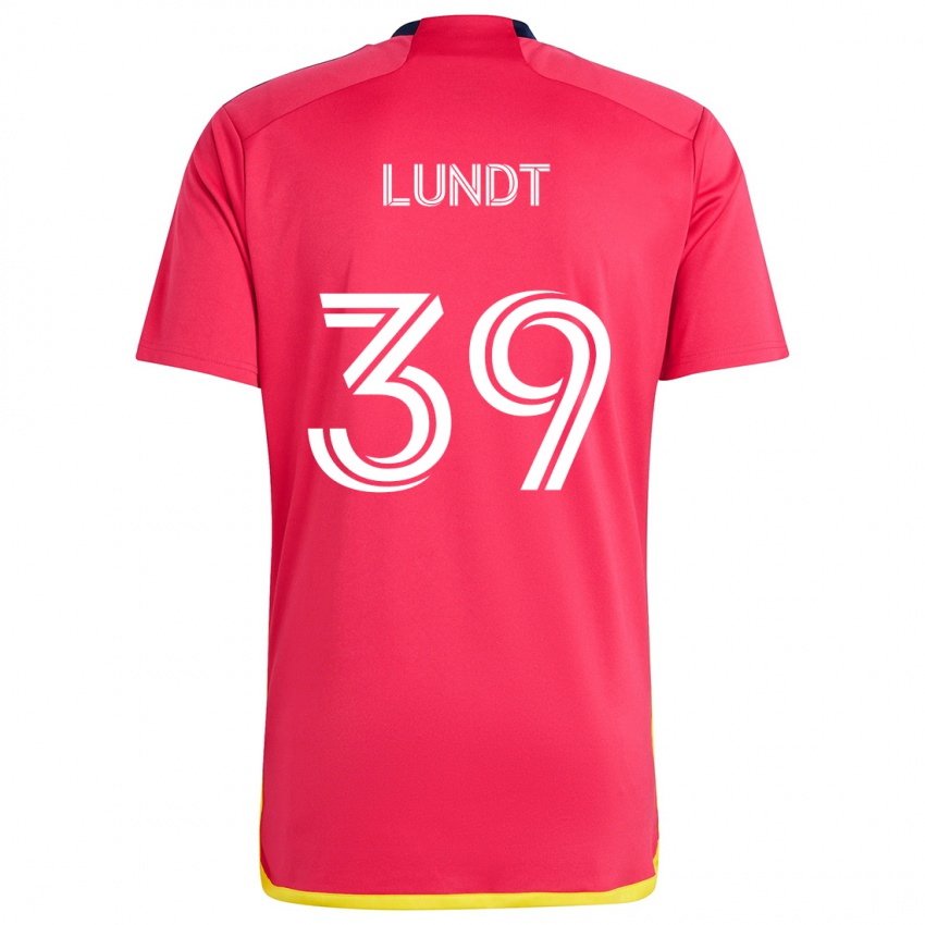 Niño Camiseta Ben Lundt #39 Rojo Azul 1ª Equipación 2024/25 La Camisa Perú