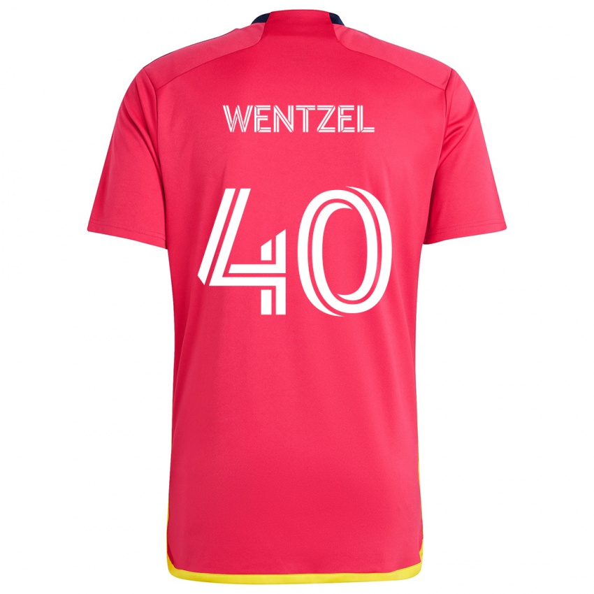 Niño Camiseta Michael Wentzel #40 Rojo Azul 1ª Equipación 2024/25 La Camisa Perú