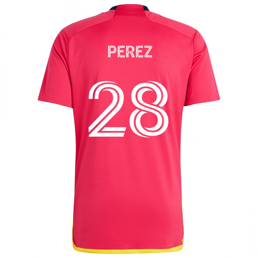 Niño Camiseta Miguel Perez #28 Rojo Azul 1ª Equipación 2024/25 La Camisa Perú