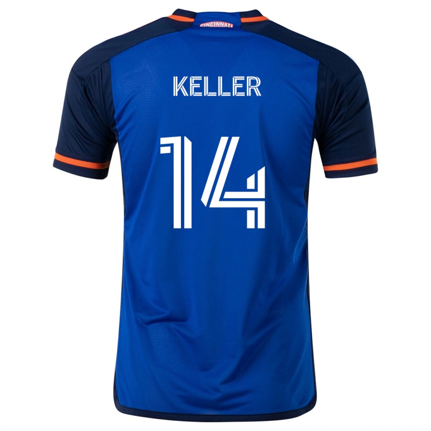 Niño Camiseta Kipp Keller #14 Azul Blanco 1ª Equipación 2024/25 La Camisa Perú