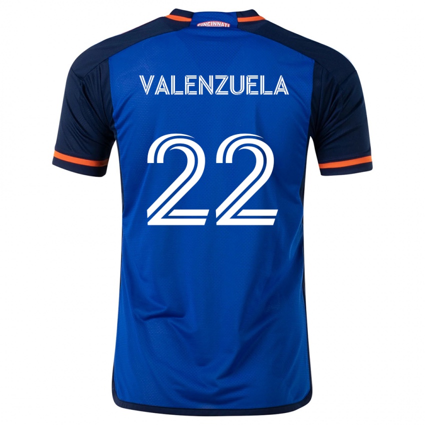 Niño Camiseta Gerardo Valenzuela #22 Azul Blanco 1ª Equipación 2024/25 La Camisa Perú