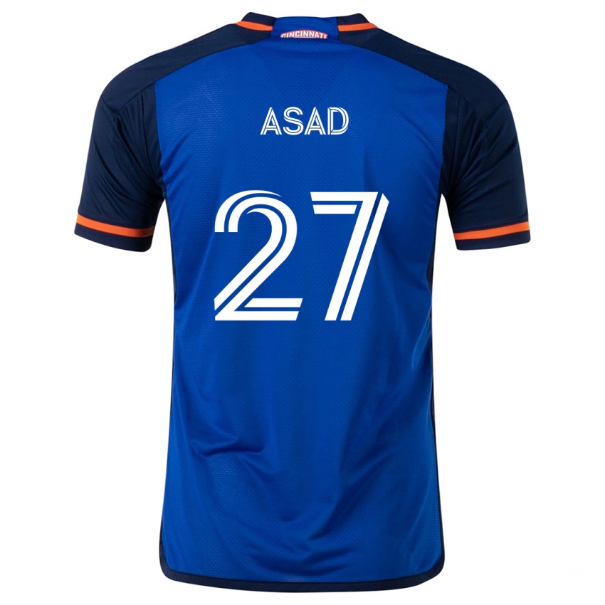 Niño Camiseta Yamil Asad #27 Azul Blanco 1ª Equipación 2024/25 La Camisa Perú