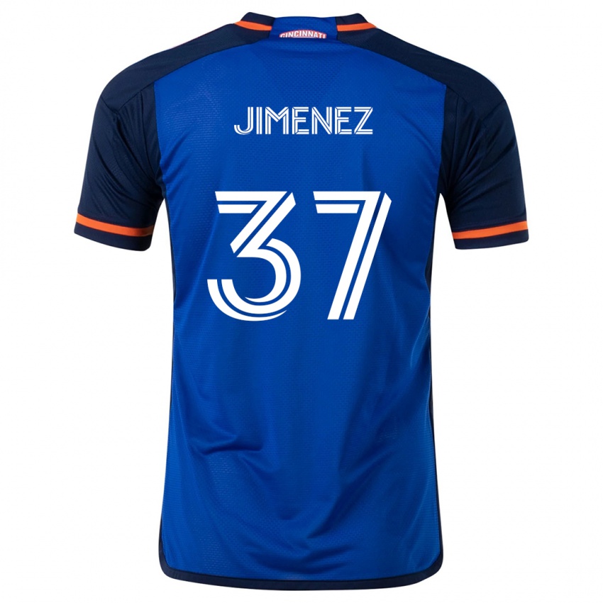 Niño Camiseta Stiven Jimenez #37 Azul Blanco 1ª Equipación 2024/25 La Camisa Perú