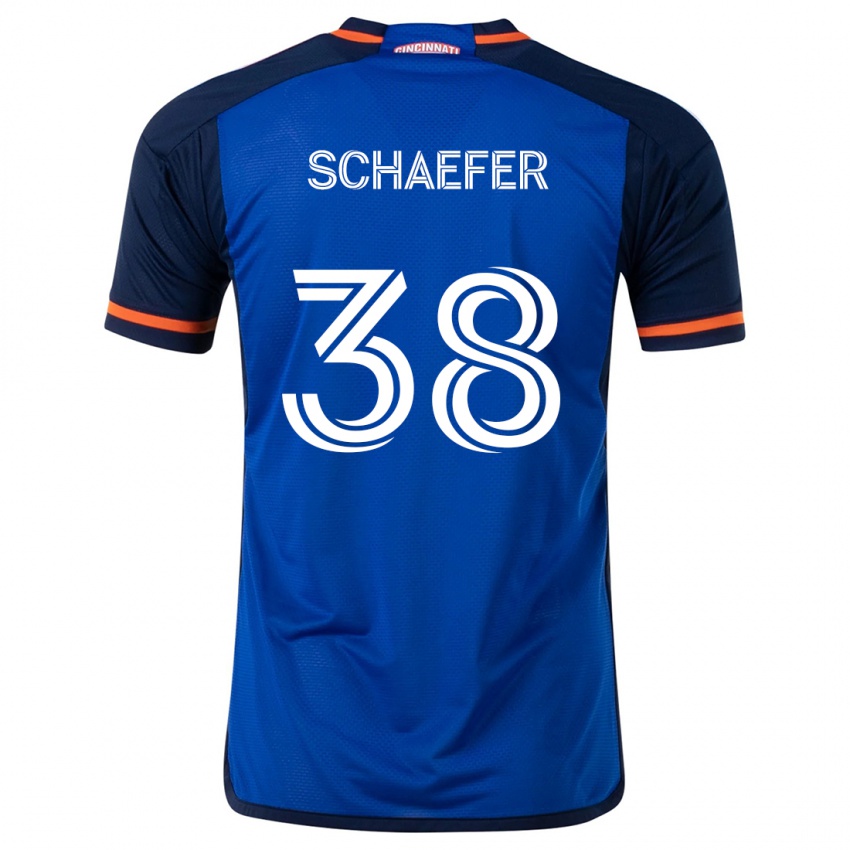 Niño Camiseta Brian Schaefer #38 Azul Blanco 1ª Equipación 2024/25 La Camisa Perú