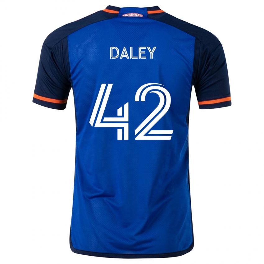 Niño Camiseta Amir Daley #42 Azul Blanco 1ª Equipación 2024/25 La Camisa Perú