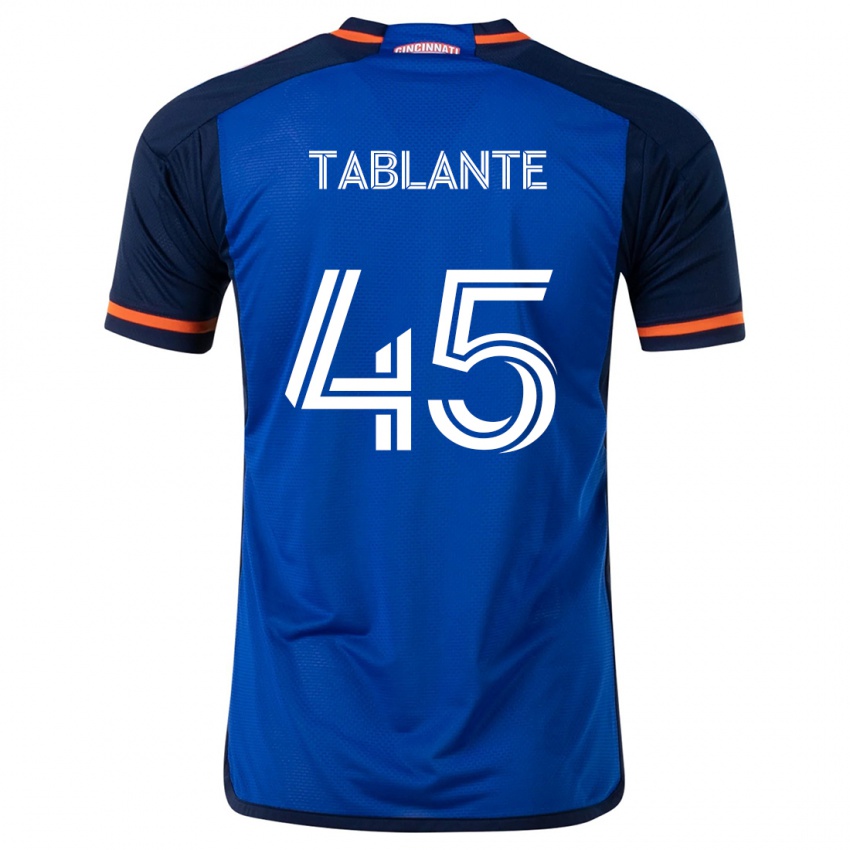 Niño Camiseta Moises Tablante #45 Azul Blanco 1ª Equipación 2024/25 La Camisa Perú