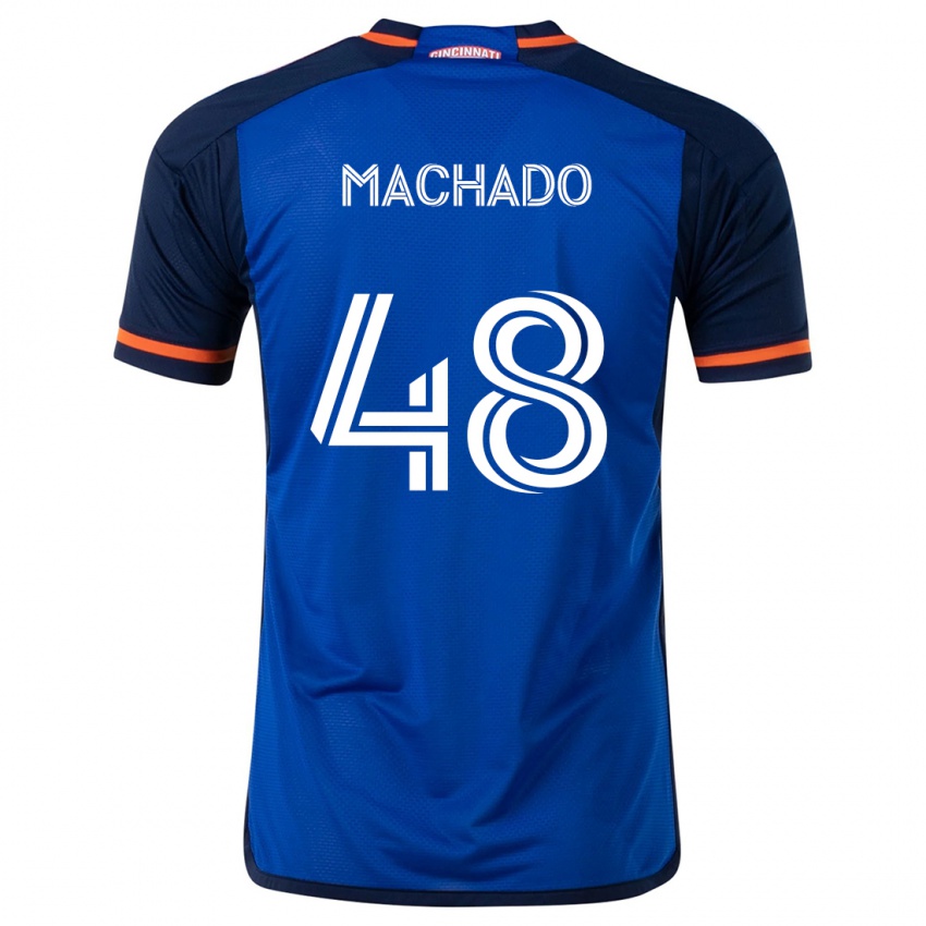 Niño Camiseta Juan Machado #48 Azul Blanco 1ª Equipación 2024/25 La Camisa Perú