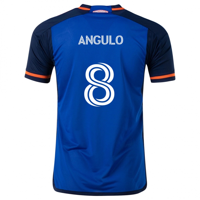 Niño Camiseta Marco Angulo #8 Azul Blanco 1ª Equipación 2024/25 La Camisa Perú