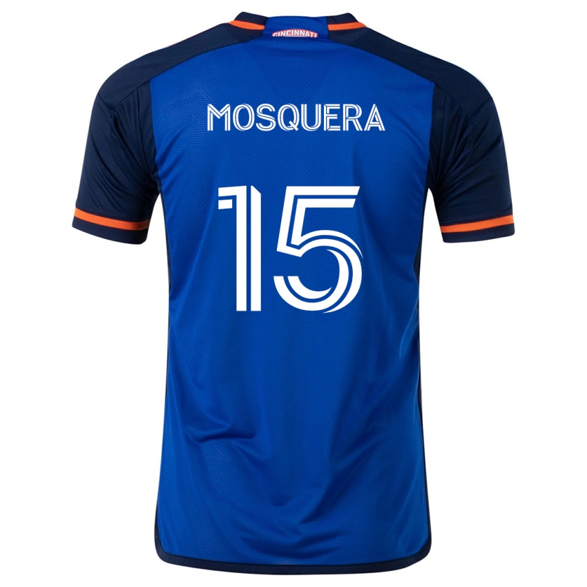 Niño Camiseta Yerson Mosquera #15 Azul Blanco 1ª Equipación 2024/25 La Camisa Perú