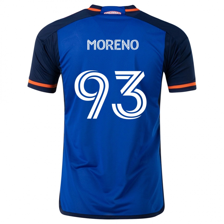 Niño Camiseta Júnior Moreno #93 Azul Blanco 1ª Equipación 2024/25 La Camisa Perú