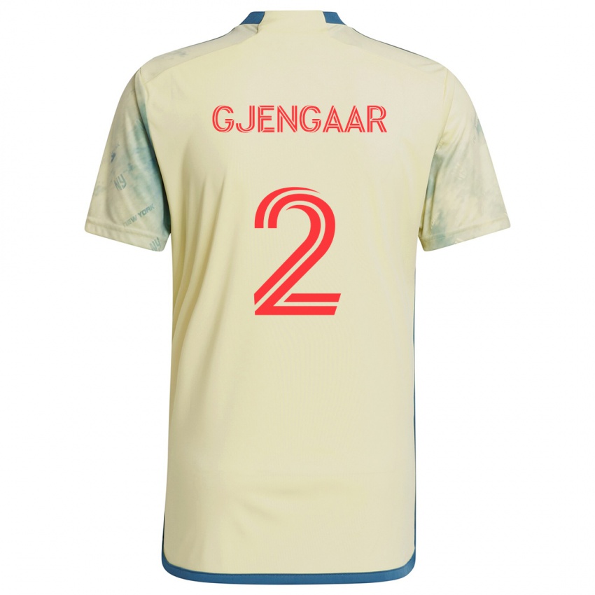 Niño Camiseta Dennis Gjengaar #2 Amarillo Rojo Azul 1ª Equipación 2024/25 La Camisa Perú