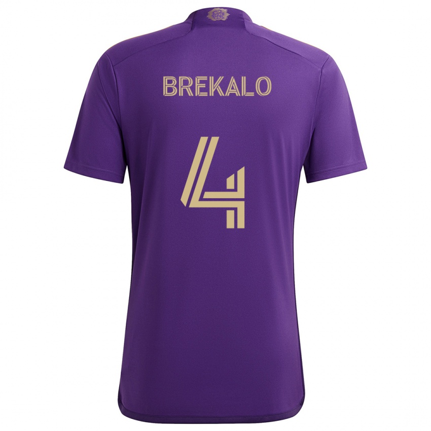 Niño Camiseta David Brekalo #4 Púrpura Amarillo 1ª Equipación 2024/25 La Camisa Perú