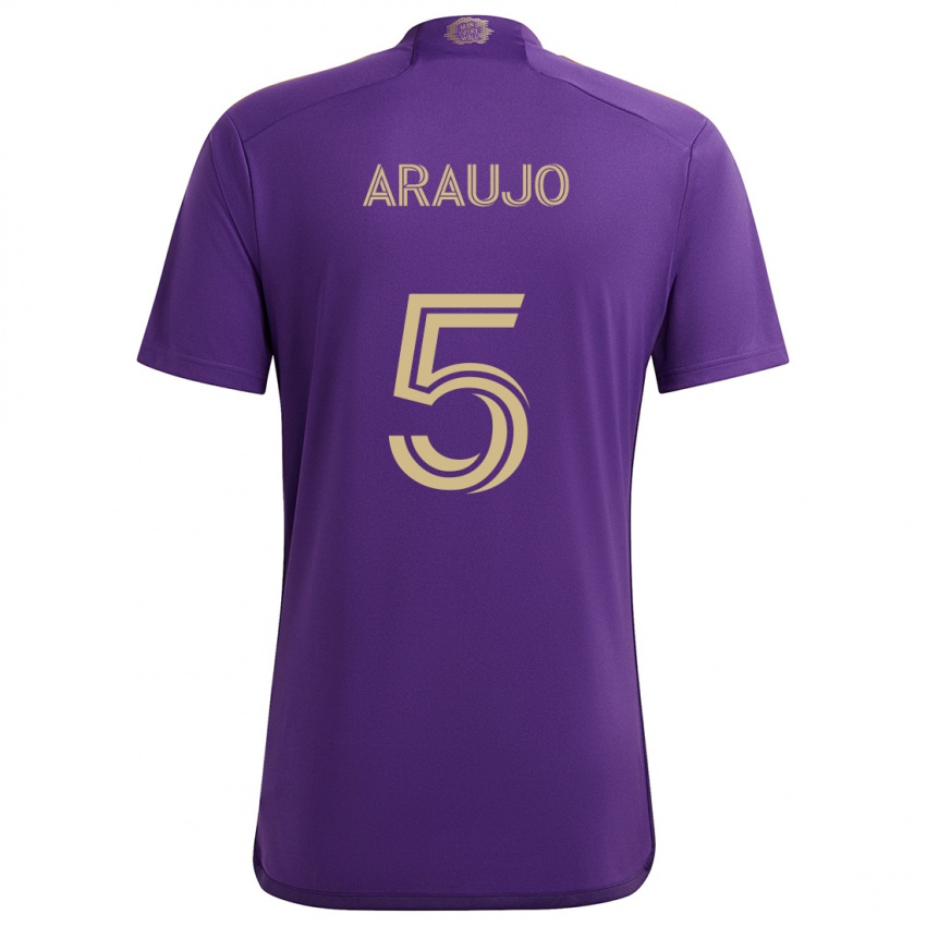 Niño Camiseta César Araújo #5 Púrpura Amarillo 1ª Equipación 2024/25 La Camisa Perú