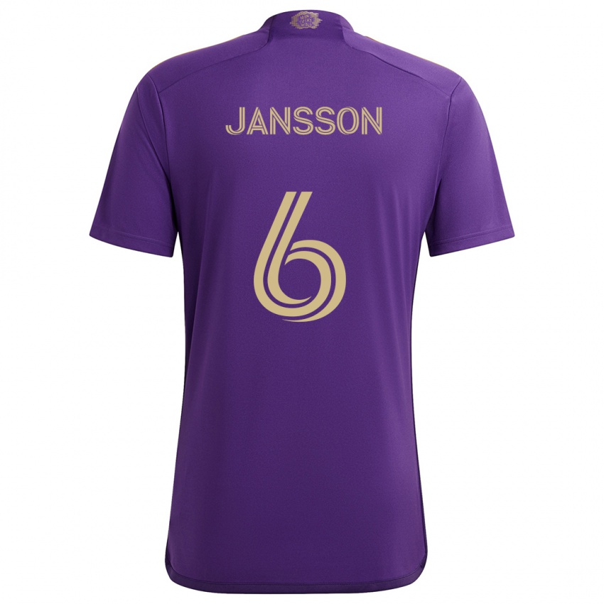 Niño Camiseta Robin Jansson #6 Púrpura Amarillo 1ª Equipación 2024/25 La Camisa Perú