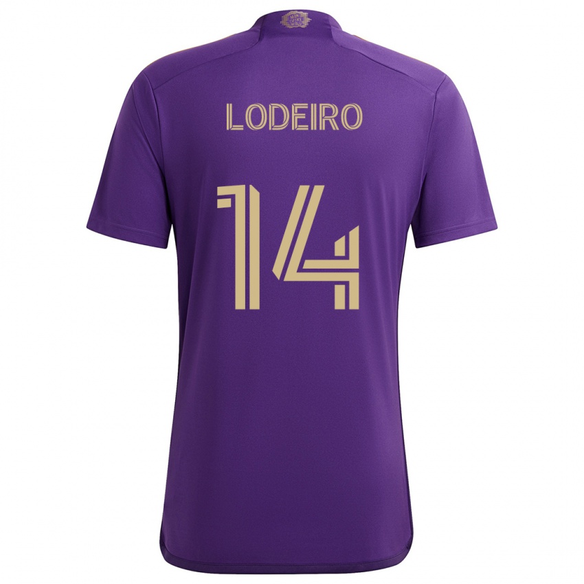 Niño Camiseta Nicolás Lodeiro #14 Púrpura Amarillo 1ª Equipación 2024/25 La Camisa Perú