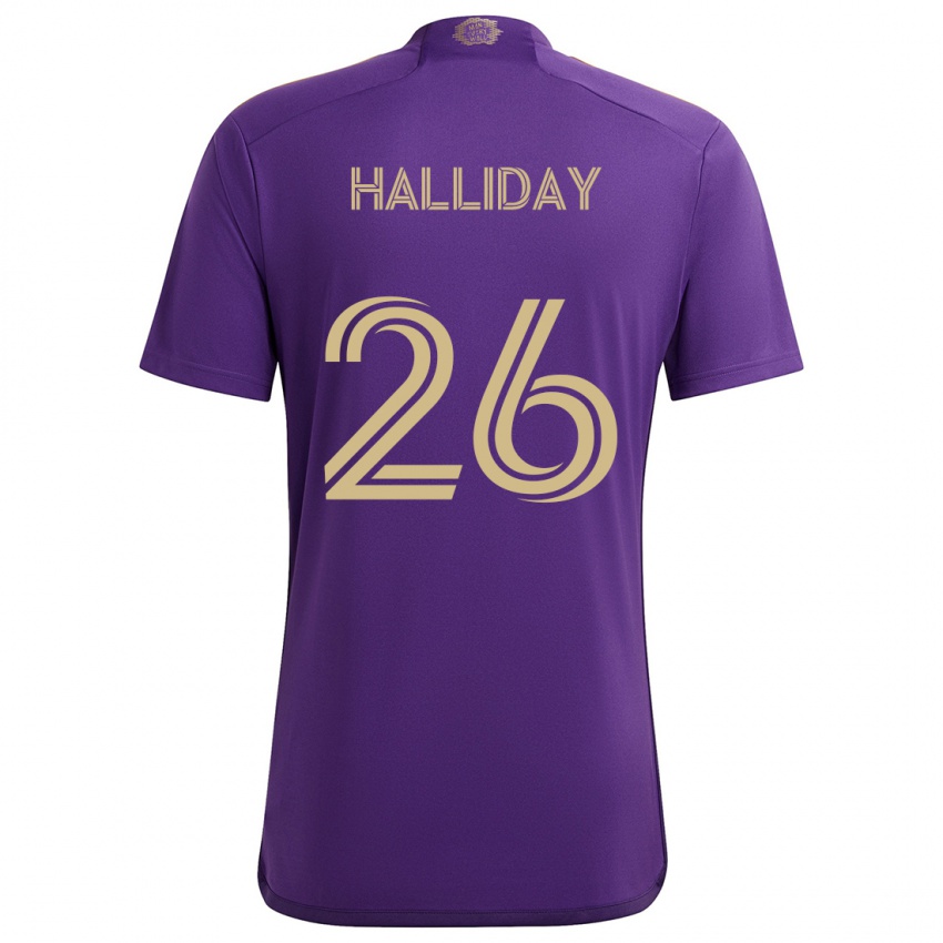 Niño Camiseta Michael Halliday #26 Púrpura Amarillo 1ª Equipación 2024/25 La Camisa Perú