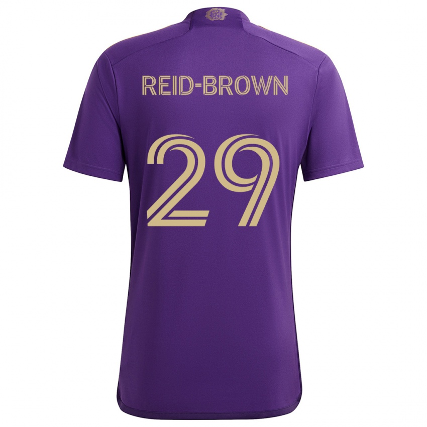 Niño Camiseta Tahir Reid-Brown #29 Púrpura Amarillo 1ª Equipación 2024/25 La Camisa Perú