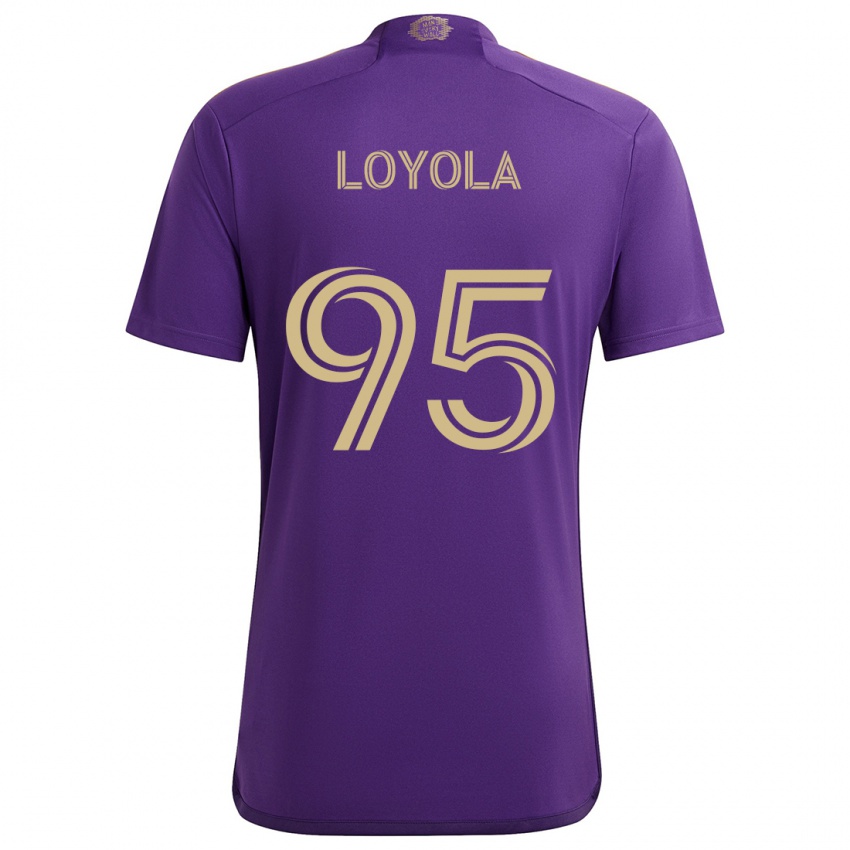 Niño Camiseta Favian Loyola #95 Púrpura Amarillo 1ª Equipación 2024/25 La Camisa Perú