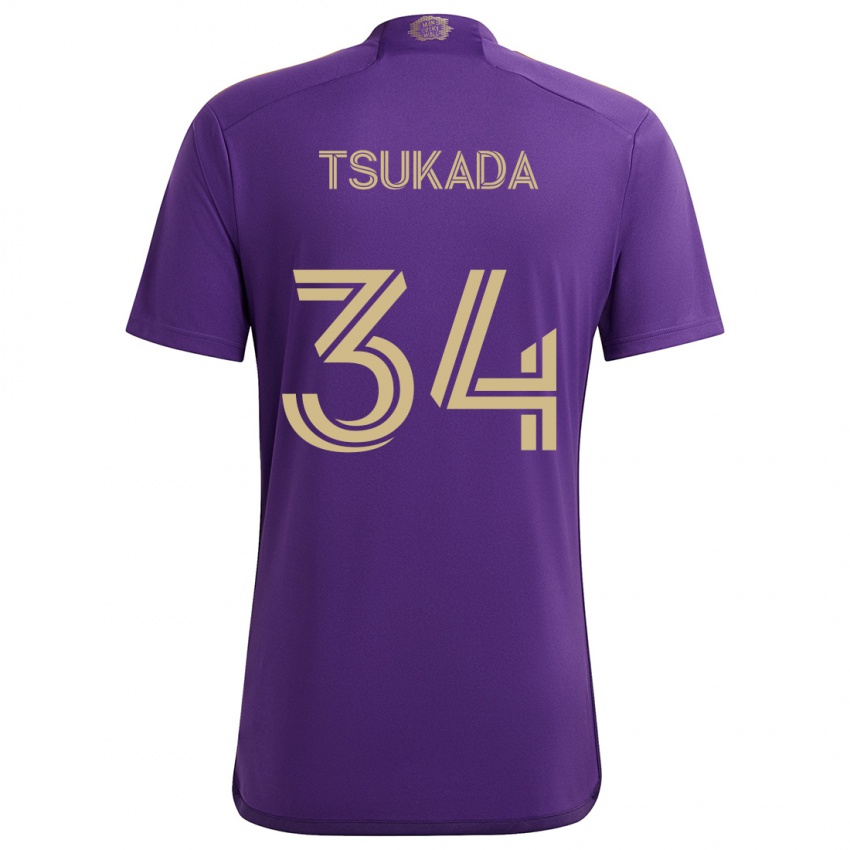 Niño Camiseta Yutaro Tsukada #34 Púrpura Amarillo 1ª Equipación 2024/25 La Camisa Perú