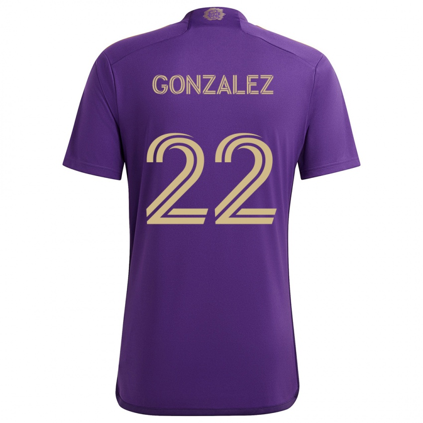 Niño Camiseta Gastón González #22 Púrpura Amarillo 1ª Equipación 2024/25 La Camisa Perú