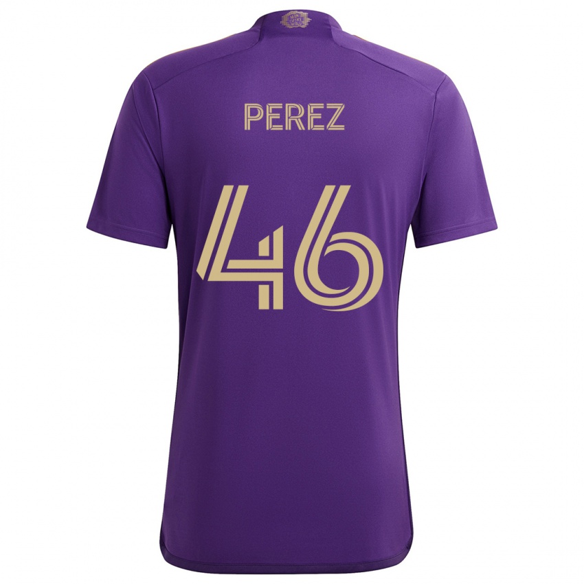 Niño Camiseta Franco Pérez #46 Púrpura Amarillo 1ª Equipación 2024/25 La Camisa Perú