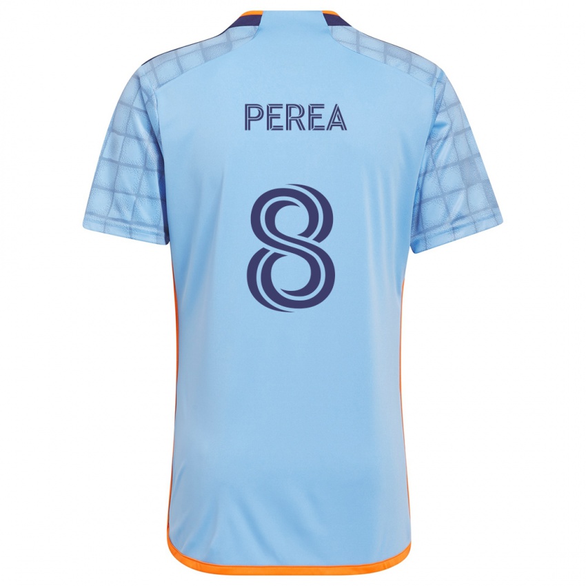 Niño Camiseta Andrés Perea #8 Azul Naranja 1ª Equipación 2024/25 La Camisa Perú