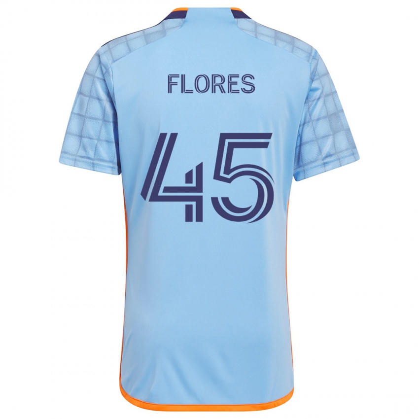 Niño Camiseta Brian Flores #45 Azul Naranja 1ª Equipación 2024/25 La Camisa Perú