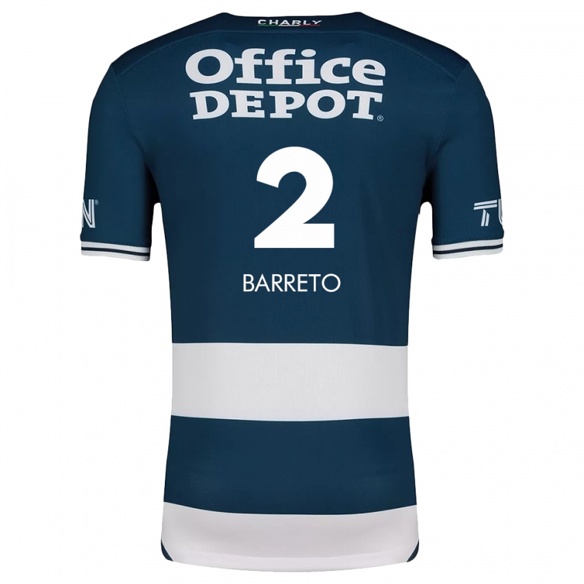 Niño Camiseta Sergio Barreto #2 Azul Blanco 1ª Equipación 2024/25 La Camisa Perú