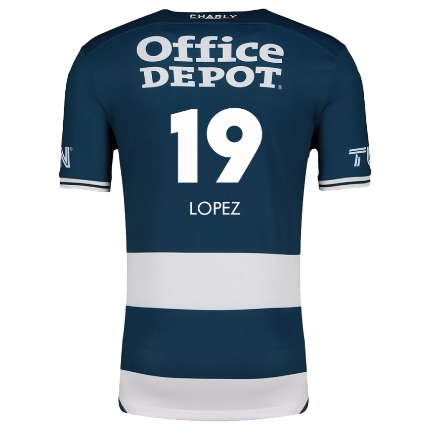 Niño Camiseta Javier Eduardo López #19 Azul Blanco 1ª Equipación 2024/25 La Camisa Perú