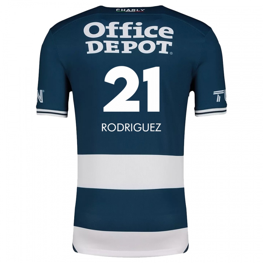 Niño Camiseta Valentín Rodríguez #21 Azul Blanco 1ª Equipación 2024/25 La Camisa Perú