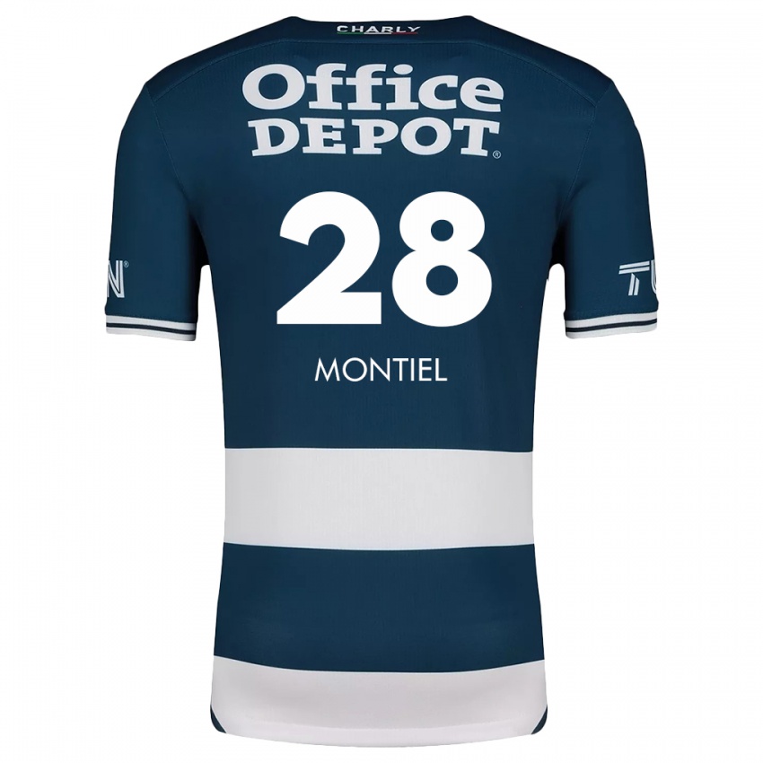 Niño Camiseta Elías Montiel #28 Azul Blanco 1ª Equipación 2024/25 La Camisa Perú