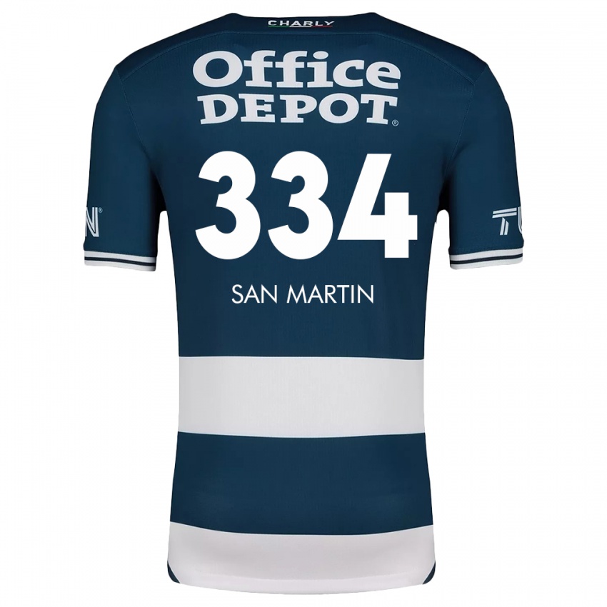 Niño Camiseta Uziel San Martín #334 Azul Blanco 1ª Equipación 2024/25 La Camisa Perú