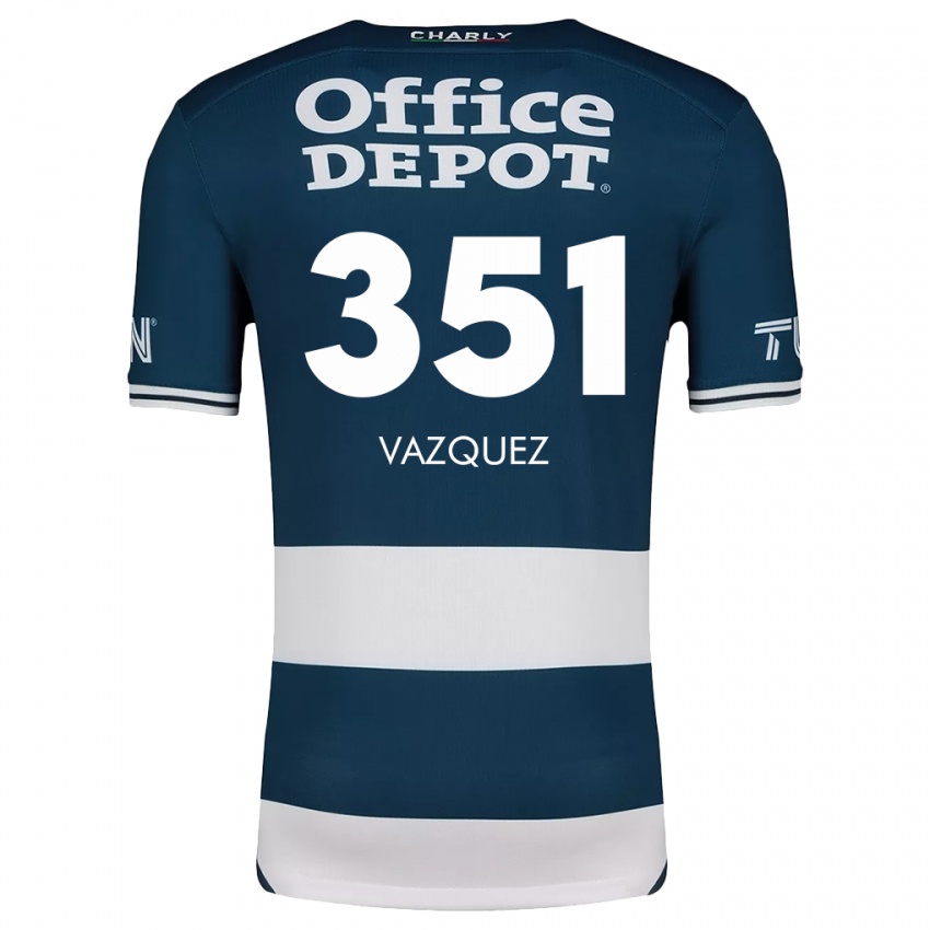 Niño Camiseta Maximo Vázquez #351 Azul Blanco 1ª Equipación 2024/25 La Camisa Perú