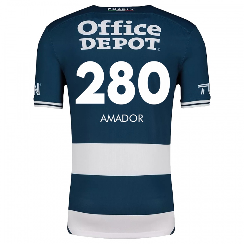 Niño Camiseta Santiago Amador #280 Azul Blanco 1ª Equipación 2024/25 La Camisa Perú