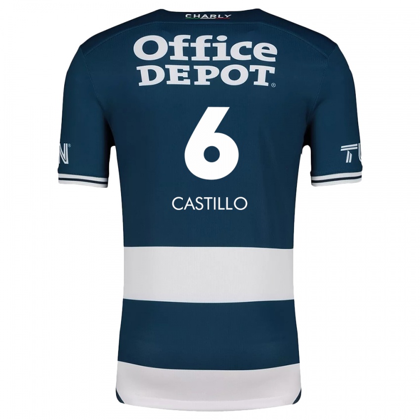 Niño Camiseta Byron Castillo #6 Azul Blanco 1ª Equipación 2024/25 La Camisa Perú