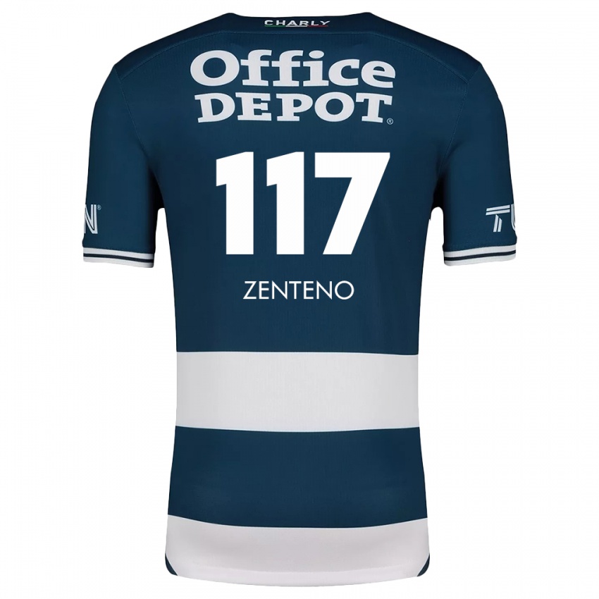 Niño Camiseta Gustavo Zenteno #117 Azul Blanco 1ª Equipación 2024/25 La Camisa Perú