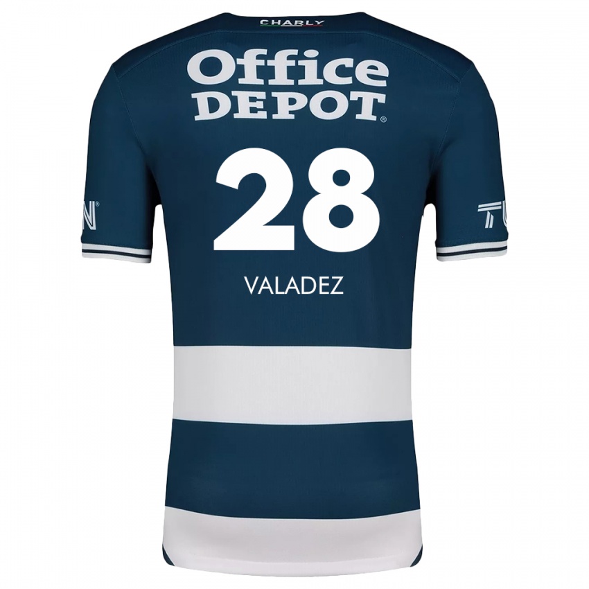 Niño Camiseta Julia Valadez #28 Azul Blanco 1ª Equipación 2024/25 La Camisa Perú