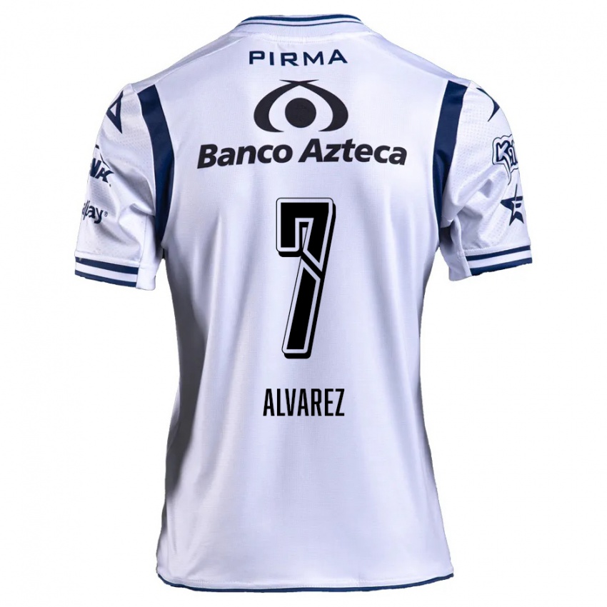 Niño Camiseta Daniel Álvarez #7 Blanco Azul Marino 1ª Equipación 2024/25 La Camisa Perú