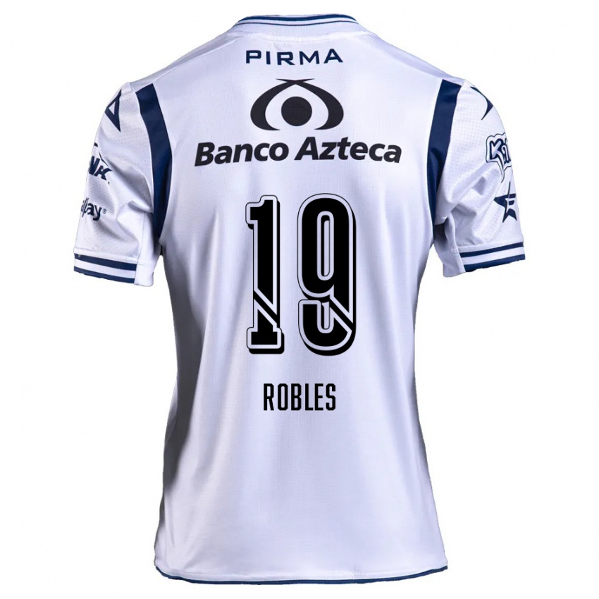 Niño Camiseta Ángel Robles #19 Blanco Azul Marino 1ª Equipación 2024/25 La Camisa Perú