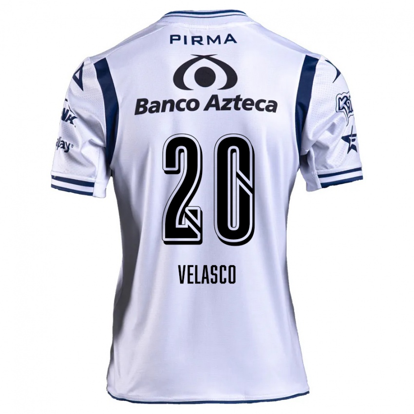 Niño Camiseta Kevin Velasco #20 Blanco Azul Marino 1ª Equipación 2024/25 La Camisa Perú