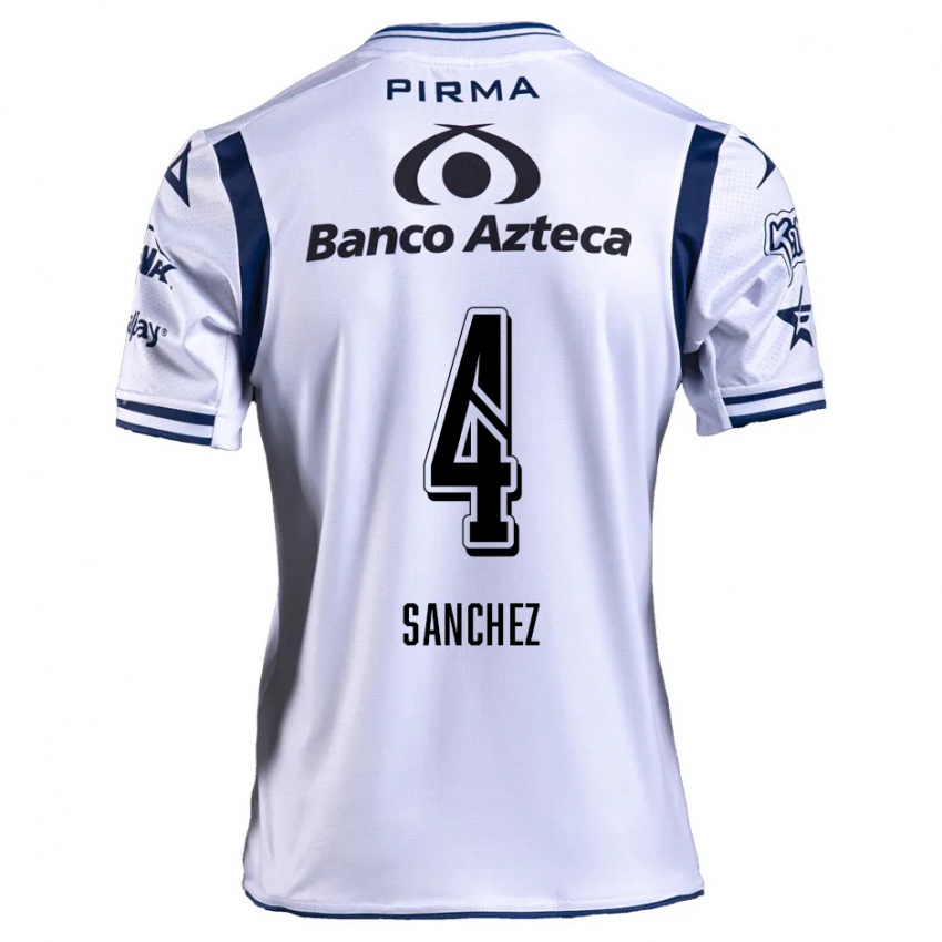 Niño Camiseta Liliana Sánchez #4 Blanco Azul Marino 1ª Equipación 2024/25 La Camisa Perú