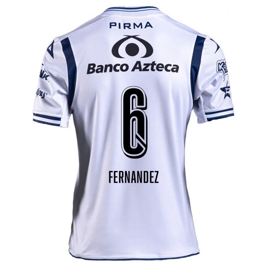 Niño Camiseta Liliana Fernández #6 Blanco Azul Marino 1ª Equipación 2024/25 La Camisa Perú