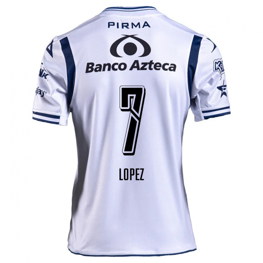 Niño Camiseta Viridiana López #7 Blanco Azul Marino 1ª Equipación 2024/25 La Camisa Perú