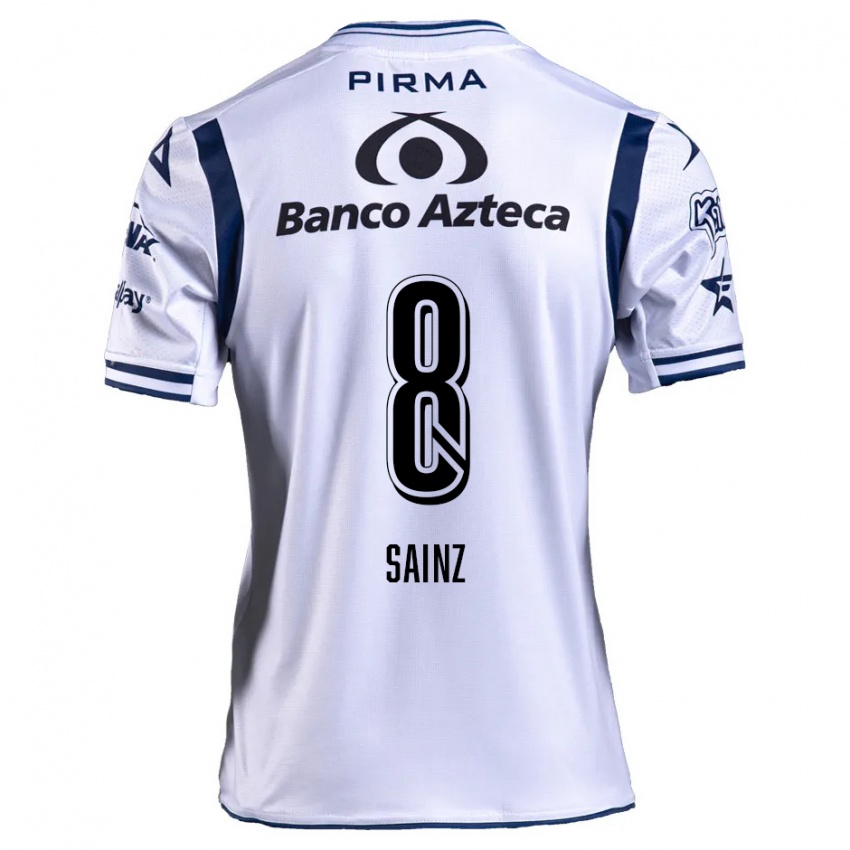 Niño Camiseta María Sainz #8 Blanco Azul Marino 1ª Equipación 2024/25 La Camisa Perú