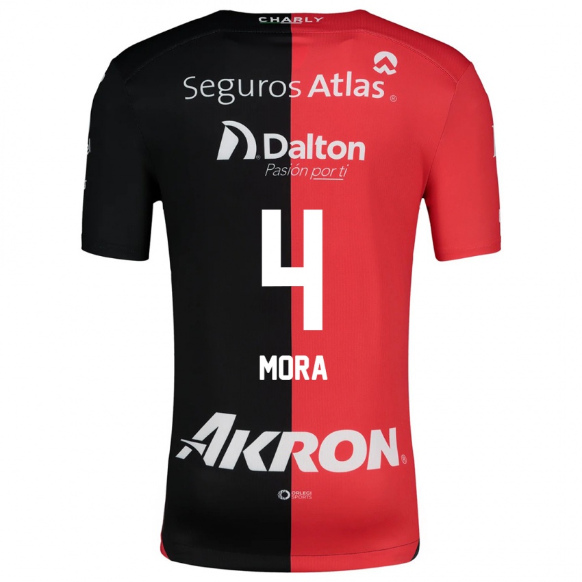 Niño Camiseta Adrián Mora #4 Negro Rojo 1ª Equipación 2024/25 La Camisa Perú