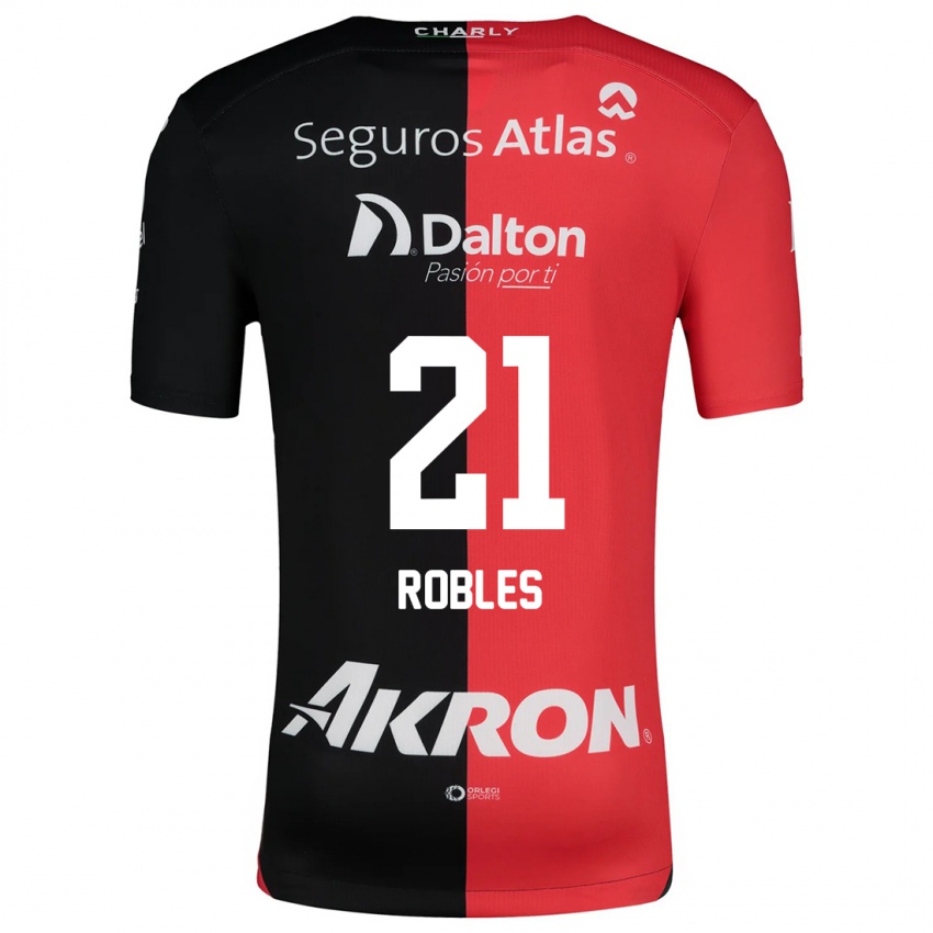 Niño Camiseta Carlos Robles #21 Negro Rojo 1ª Equipación 2024/25 La Camisa Perú